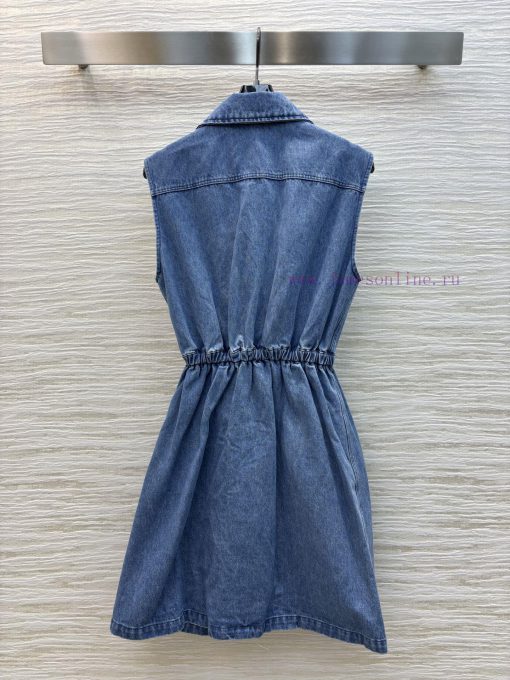 CL77150 Miu Miu Collar Cowboy Sleeveless Dress With A Small Collar For A Slim And Tall Look Fea 7h2g2qz5 - Image 9