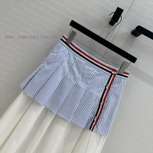Strongly Recommend BB77155 Tho * B 25ss New Product Sky Blue Striped Pleated Half Skirt Fake Tw f9cu1p14 - Image 3