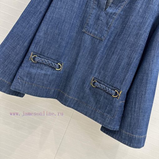 Highly Recommend BC77157 Zi * M25ss Vacation New Product V-neck Denim Shirt Woven And Spliced P mxf03zq8 - Image 6