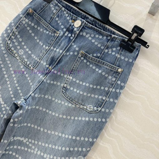 AK77193 Coco Chanel Girls' Pearl Chain Double Pocket Small Straight Leg Jeans A Popular Item Av l0loxna0 - Image 4