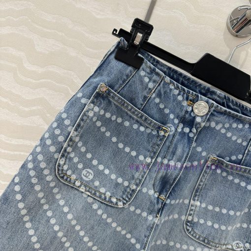 AK77193 Coco Chanel Girls' Pearl Chain Double Pocket Small Straight Leg Jeans A Popular Item Av l0loxna0 - Image 5