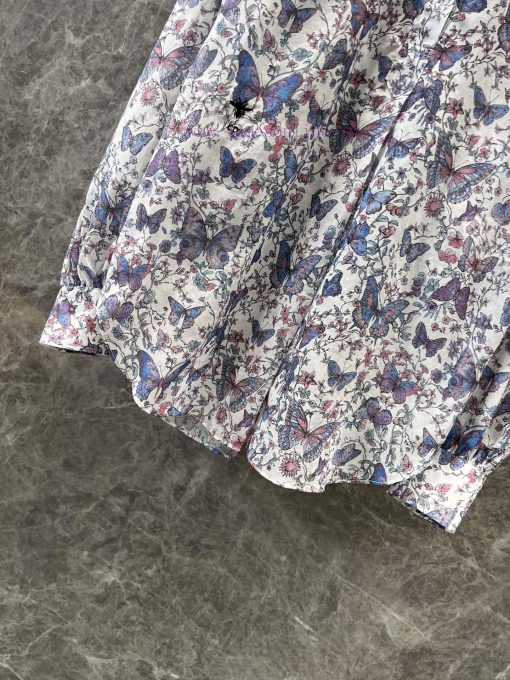 ZC60991 Dior 25 Early Spring New Blue Butterfly Printed Shirt | YB Developed White Bottom Flowe hvrg91sv - Image 7