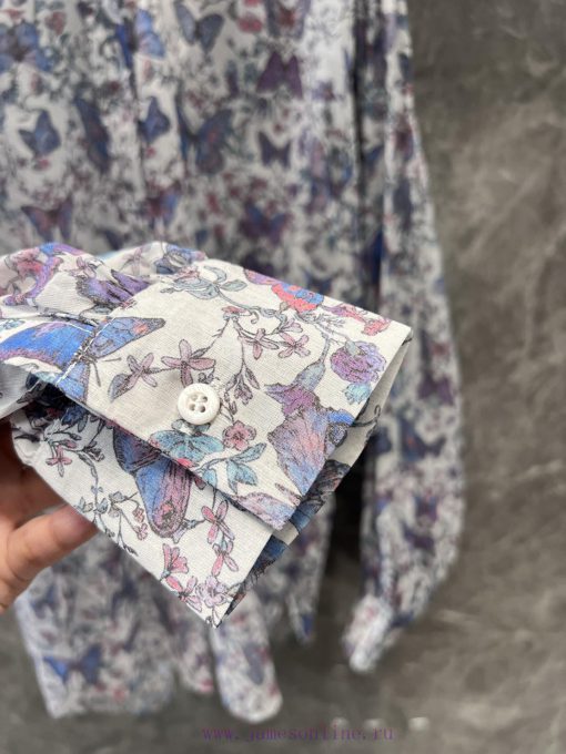 ZC60991 Dior 25 Early Spring New Blue Butterfly Printed Shirt | YB Developed White Bottom Flowe hvrg91sv - Image 8