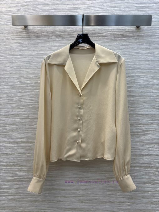 CC77371 YSL 25 Summer New Collection V-neck Long Sleeve Shirt With Customized Buckle Design Sim 2r7ue6ej