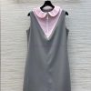CL77372 Louis Vuitton 25 New Style Contrasting Lapel Sleeveless Dress With Contrasting Half But u4o04xox