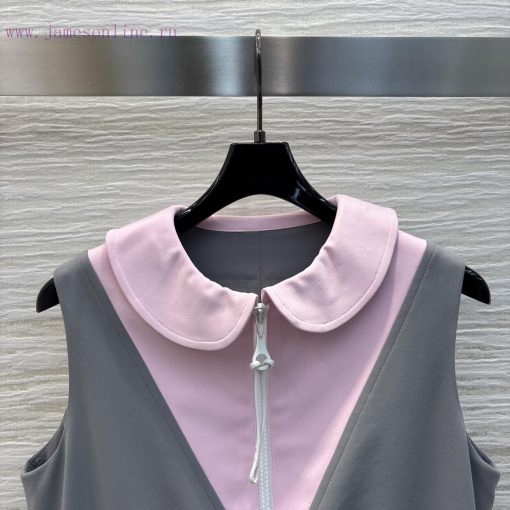 CL77372 Louis Vuitton 25 New Style Contrasting Lapel Sleeveless Dress With Contrasting Half But u4o04xox - Image 3