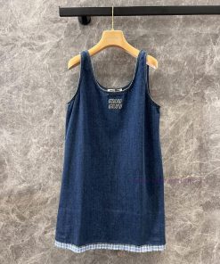 ZL61057 Miumi * 25Ss Spring/Summer New Intelligent Molecular Academy Style Denim Cowboy Dress | vyut96q8