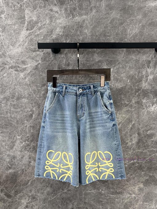 ZK61063 Loewe 25Ss Spring/Summer New Printed Raw Edge Denim Cropped Pants | Produced This Pair gd38zgfq - Image 2