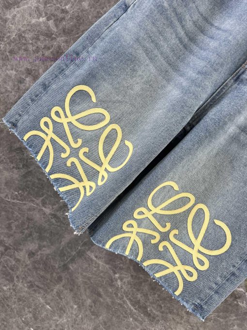 ZK61063 Loewe 25Ss Spring/Summer New Printed Raw Edge Denim Cropped Pants | Produced This Pair gd38zgfq - Image 7