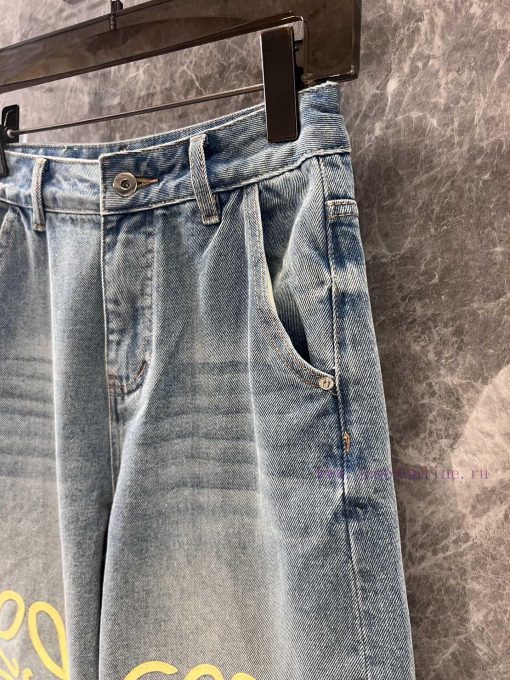 ZK61063 Loewe 25Ss Spring/Summer New Printed Raw Edge Denim Cropped Pants | Produced This Pair gd38zgfq - Image 8