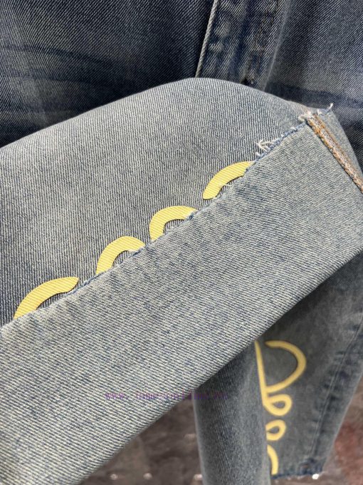 ZK61063 Loewe 25Ss Spring/Summer New Printed Raw Edge Denim Cropped Pants | Produced This Pair gd38zgfq - Image 9