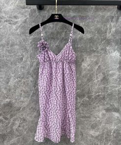 ZL61066 Chanel 25Ss Summer New Vacation Flower Strap Dress | YB Developed High Custom Silk Tran aqet5aky