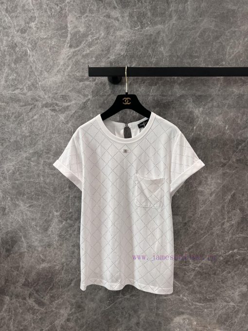 ZT61067 Chanel 25Ss Summer New Heavy Industry Hot Stamping Bareback Short Sleeved T-shirt | YB 1g171z26 - Image 2