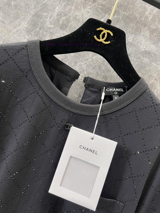 ZT61067 Chanel 25Ss Summer New Heavy Industry Hot Stamping Bareback Short Sleeved T-shirt | YB 0hej0k7j - Image 6