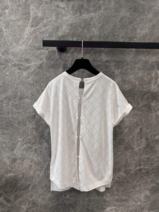 ZT61067 Chanel 25Ss Summer New Heavy Industry Hot Stamping Bareback Short Sleeved T-shirt | YB 1g171z26 - Image 3