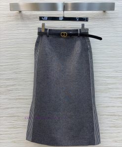 CB77503 Dior 25 Early Spring New Collection Logo Ribbon Decorative Straight Tube Half Skirt Com 16bqy4z3