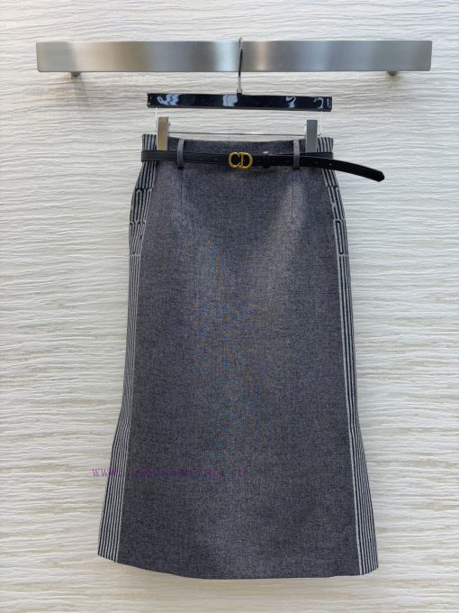 CB77503 Dior 25 Early Spring New Collection Logo Ribbon Decorative Straight Tube Half Skirt Com 16bqy4z3