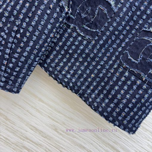 CT77502 Chanel 25 New Product Denim Burnt Flower Series Round Neck Vest Jacket+double C Decorat xt5p901e - Image 8