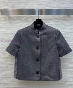 CW77505 Dior 25 Early Spring New Logo Ribbon Decoration Collar Short Sleeved Suit Jacket With R izevlrmv