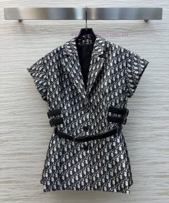 CW77507 Dior 25 Early Spring New Collection Leather Decorative Logo Jacquard Short Sleeve Top W q3jzo3vd