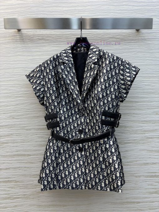 CW77507 Dior 25 Early Spring New Collection Leather Decorative Logo Jacquard Short Sleeve Top W q3jzo3vd