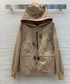 CW77509 Louis Vuitton 25 Spring/Summer Khaki Flying Hoodie Drawstring Waist Casual Jacket Hoode pgrot08f