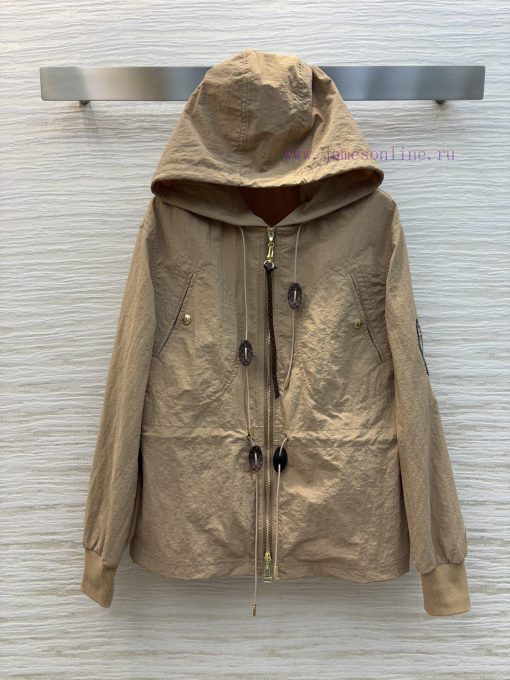 CW77509 Louis Vuitton 25 Spring/Summer Khaki Flying Hoodie Drawstring Waist Casual Jacket Hoode pgrot08f