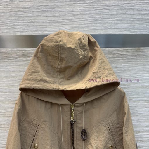 CW77509 Louis Vuitton 25 Spring/Summer Khaki Flying Hoodie Drawstring Waist Casual Jacket Hoode pgrot08f - Image 3