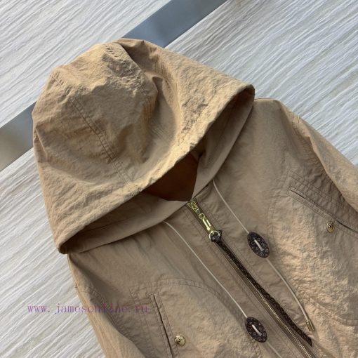 CW77509 Louis Vuitton 25 Spring/Summer Khaki Flying Hoodie Drawstring Waist Casual Jacket Hoode pgrot08f - Image 8
