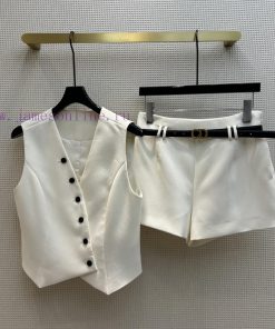 CT66799 Fashionable Lazy Set For Spring/Summer 24 With A Diagonal Buckle Vest And Acetate Suit bvnmsqmt