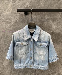 ZW56933 Chanel 24 Coco Chanel Beach Denim Series Single Breasted Short Sleeved Denim Jacket. Th rlczt681