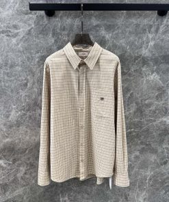 ZC58775 Celine 24Fw Autumn And Winter New Color Contrast Plaid Loose Boyfriend Style Long Sleev gumx0a9x