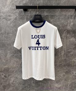 ZT60559 Louis Vuitton 25Ss Spring/Summer New Blue And White Color Plush Printed Round Neck Shor oy4df8gp