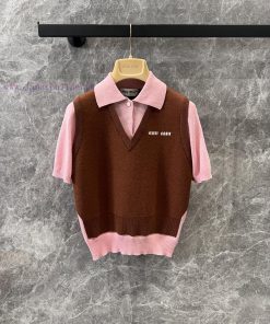 ZT60561 Miumi * 25Ss Early Spring New Color Contrasting Collar Knitted Sweater | YB Developed P 0qmx4v6x