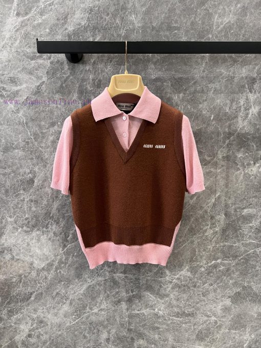 ZT60561 Miumi * 25Ss Early Spring New Color Contrasting Collar Knitted Sweater | YB Developed P 0qmx4v6x