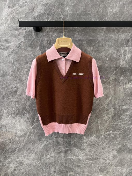 ZT60561 Miumi * 25Ss Early Spring New Color Contrasting Collar Knitted Sweater | YB Developed P 0qmx4v6x - Image 2