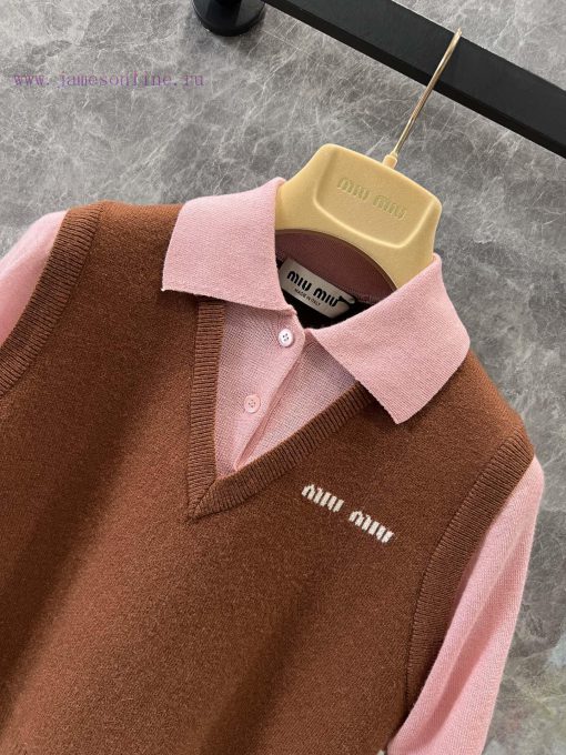 ZT60561 Miumi * 25Ss Early Spring New Color Contrasting Collar Knitted Sweater | YB Developed P 0qmx4v6x - Image 4