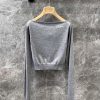 ZT60563 Miumi * 25Ss Early Spring New One Word Collar Letter Hooded Sweater | YB Developed One x34mr4sy