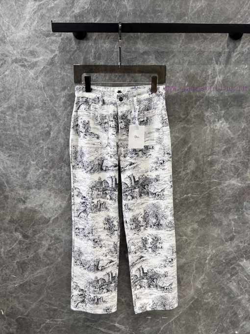ZK60571 Dior 25Ss Early Spring New Jungle Animal Architecture Hand Drawn Cowboy Pants | Produce ufd6eaux
