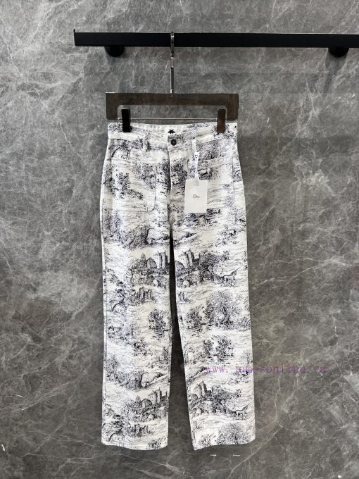 ZK60571 Dior 25Ss Early Spring New Jungle Animal Architecture Hand Drawn Cowboy Pants | Produce ufd6eaux - Image 2
