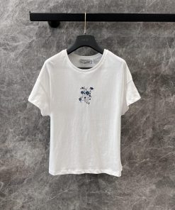 ZT60573 Dior 25Ss Summer New Small Flying Sleeve Embroidered T-shirt | YB Developed Full Cotton 3gukujcm