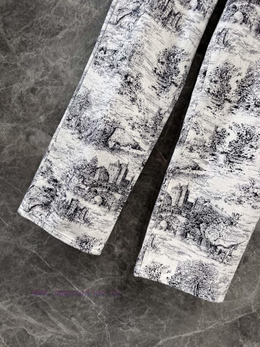 ZK60571 Dior 25Ss Early Spring New Jungle Animal Architecture Hand Drawn Cowboy Pants | Produce ufd6eaux - Image 8