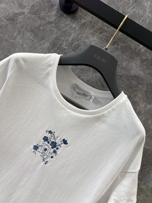 ZT60573 Dior 25Ss Summer New Small Flying Sleeve Embroidered T-shirt | YB Developed Full Cotton 3gukujcm - Image 4