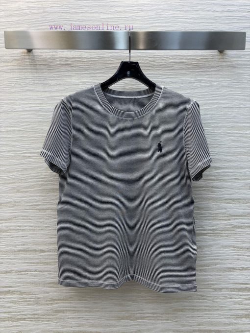 CT76108 Ralph Lauren Contrast Pony Stripe T-shirt Classic Pony Embroidery Minimalist Old Money 9u2qakid
