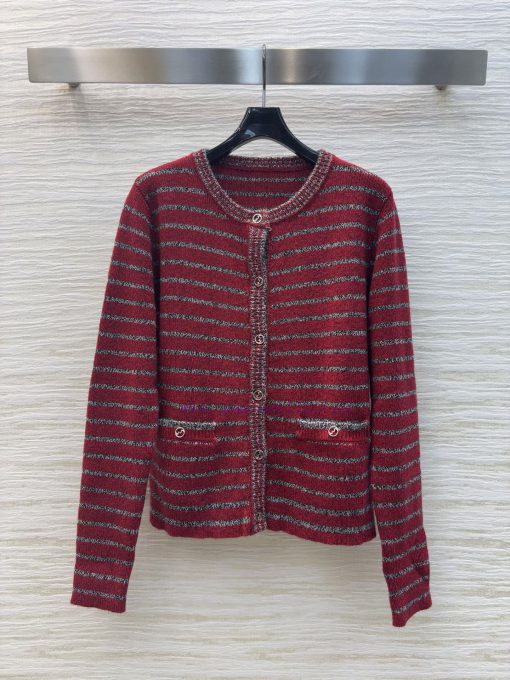 CW76112 Gucci 25 Spring/Summer New Product Color Contrasting Knitted Striped Cardigan Coat Clas wtwkq7zw