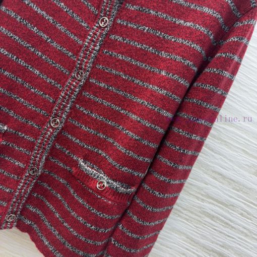 CW76112 Gucci 25 Spring/Summer New Product Color Contrasting Knitted Striped Cardigan Coat Clas wtwkq7zw - Image 8
