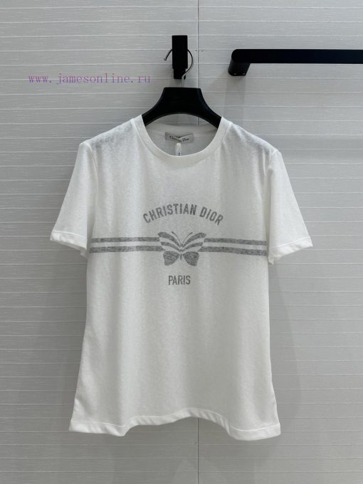BT76130 Di * 25 Spring/Summer New Product Logo Butterfly Bar Bar Printed T-shirt Imported Linen 0cft513q - Image 2
