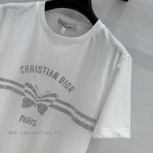 BT76130 Di * 25 Spring/Summer New Product Logo Butterfly Bar Bar Printed T-shirt Imported Linen 0cft513q - Image 5