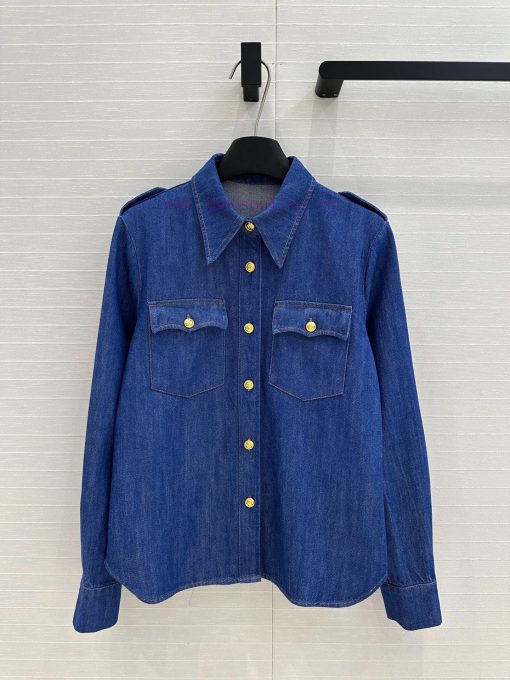 Strongly Recommend BC76135 Val * 25 Early Spring New Product Washed Blue Danning Gold Button Sh fzbe8q4l