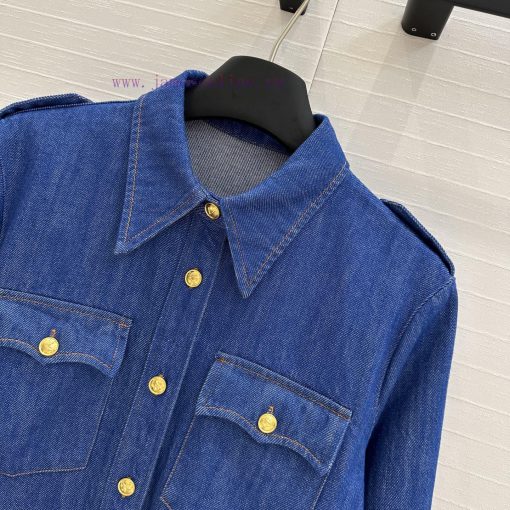 Strongly Recommend BC76135 Val * 25 Early Spring New Product Washed Blue Danning Gold Button Sh fzbe8q4l - Image 5